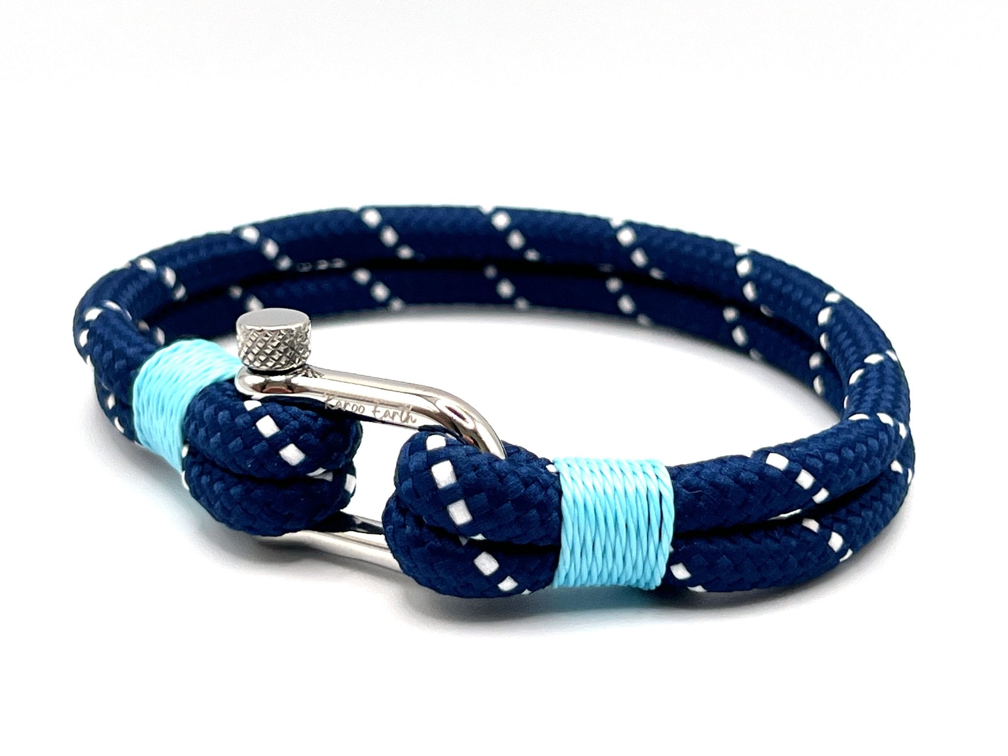 Blue Stainless Steel Nautical Sailing Rope Shackle Bracelet - Karoo Earth