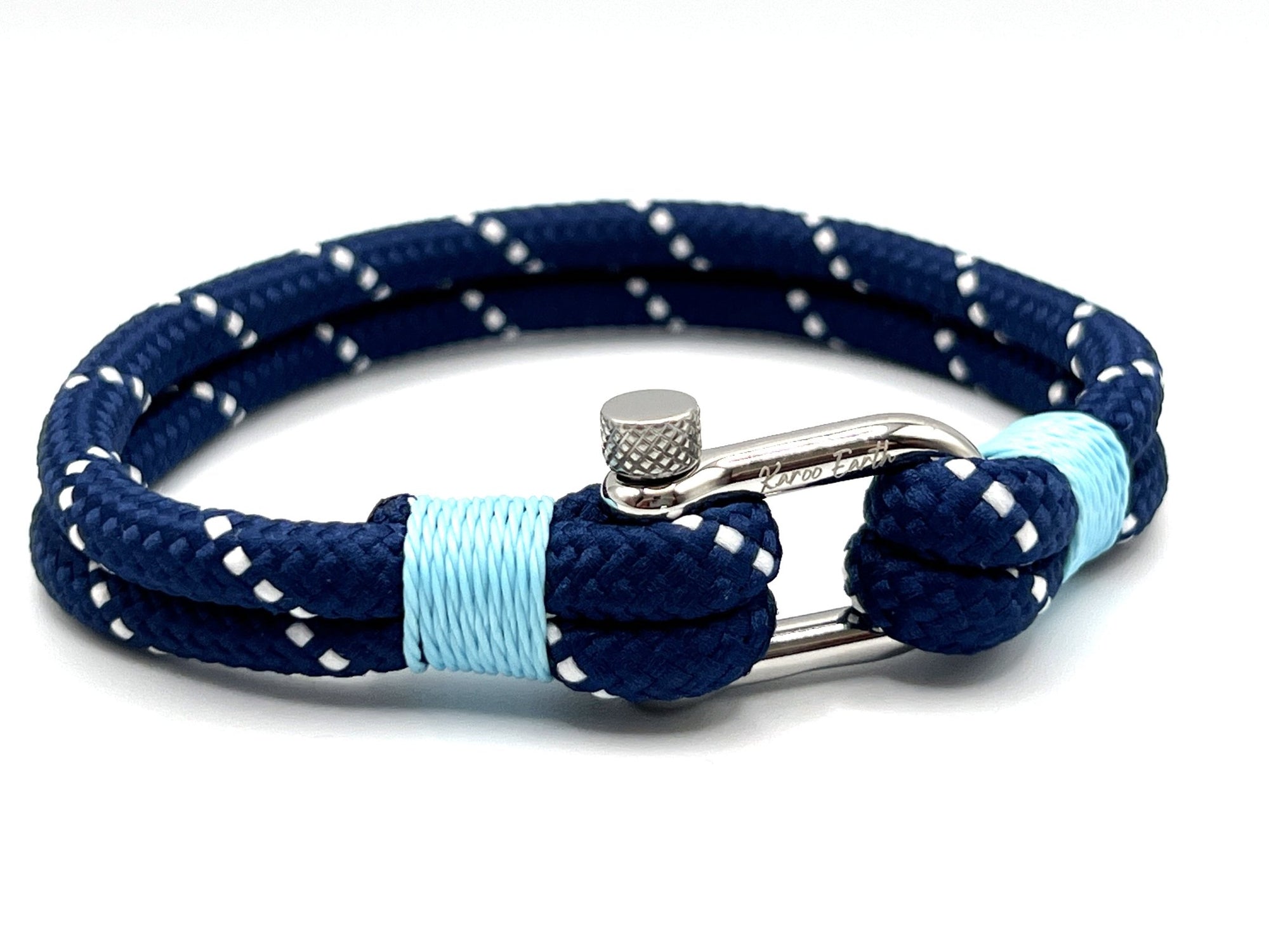 Blue Stainless Steel Nautical Sailing Rope Shackle Bracelet - Karoo Earth