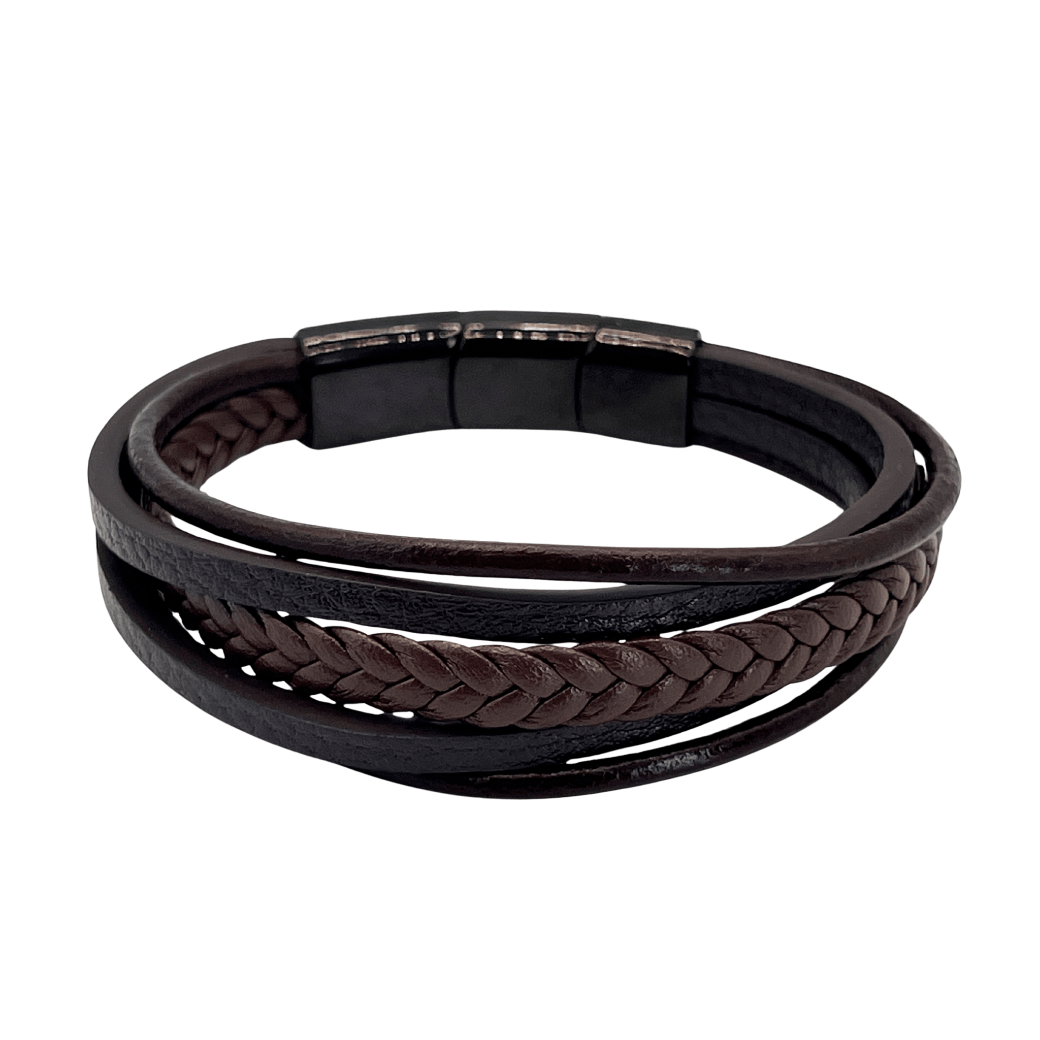 Brown Braided Multi Layer Leather Bracelet - Karoo Earth