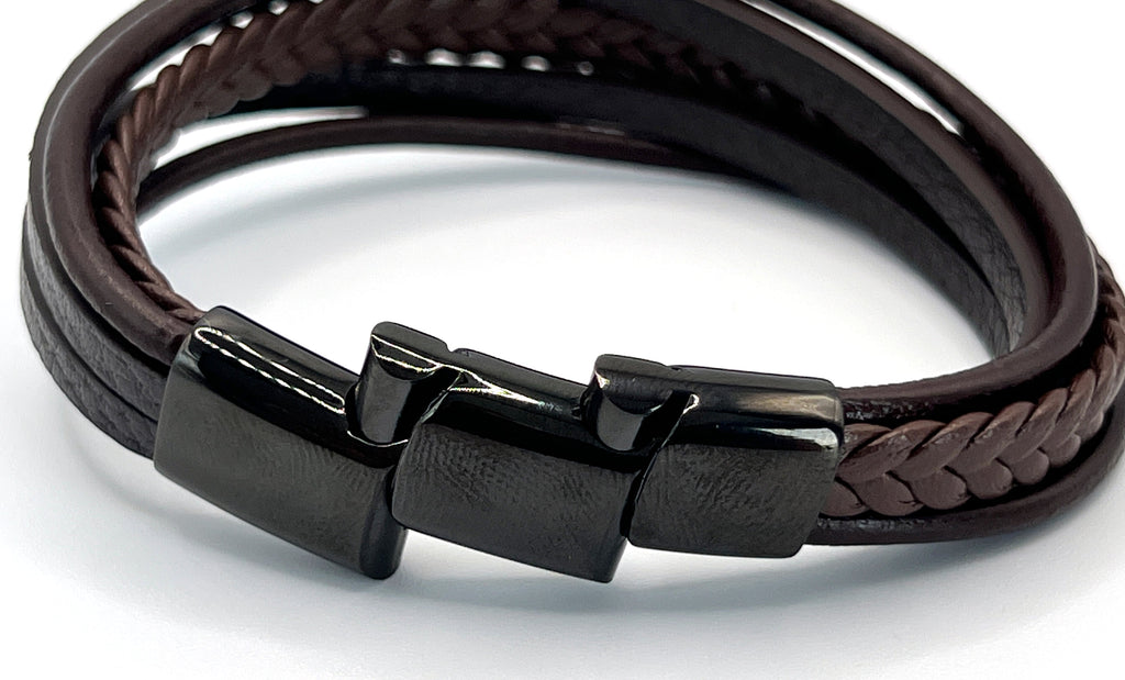 Brown Braided Multi Layer Leather Bracelet - Karoo Earth