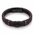 Brown Woven Leather Bracelet with Magnetic Clasp - Karoo Earth