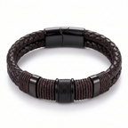 Brown Woven Leather Bracelet with Magnetic Clasp - Karoo Earth