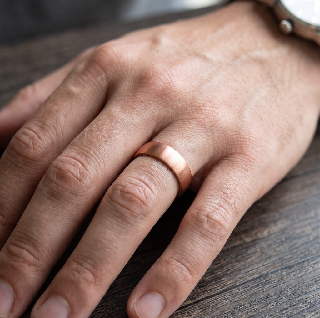 Brushed Copper Magnetic Ring with 4 Neodymium Magnets - Karoo Earth