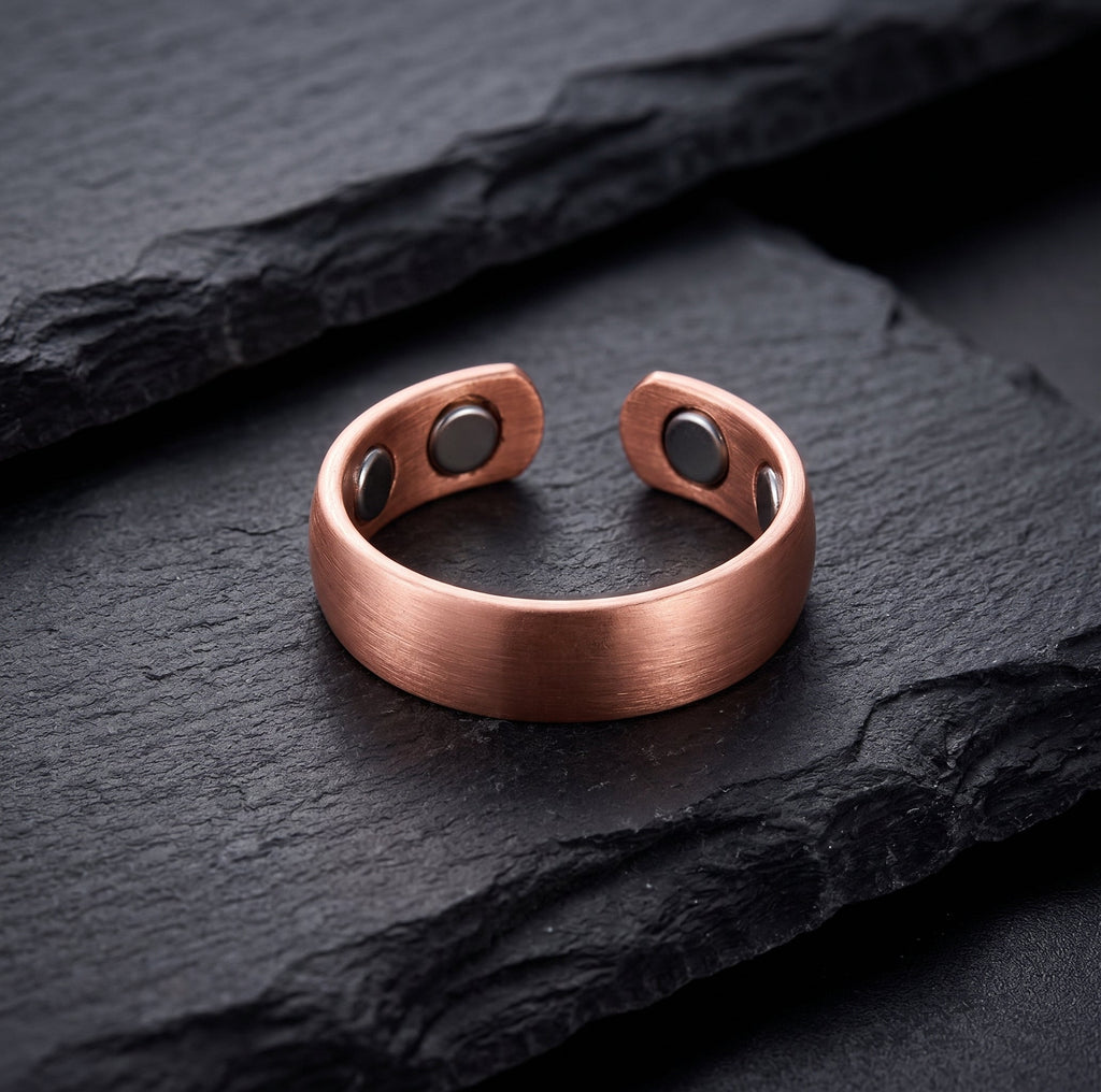 Brushed Copper Magnetic Ring with 4 Neodymium Magnets - Karoo Earth