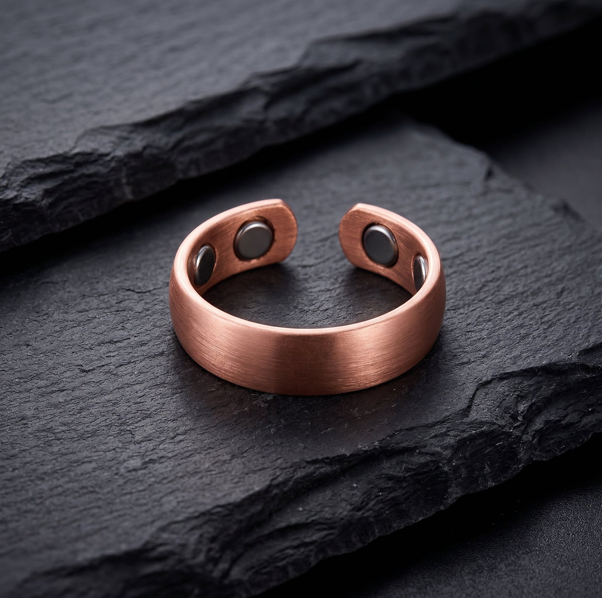 Brushed Copper Magnetic Ring with 4 Neodymium Magnets - Karoo Earth