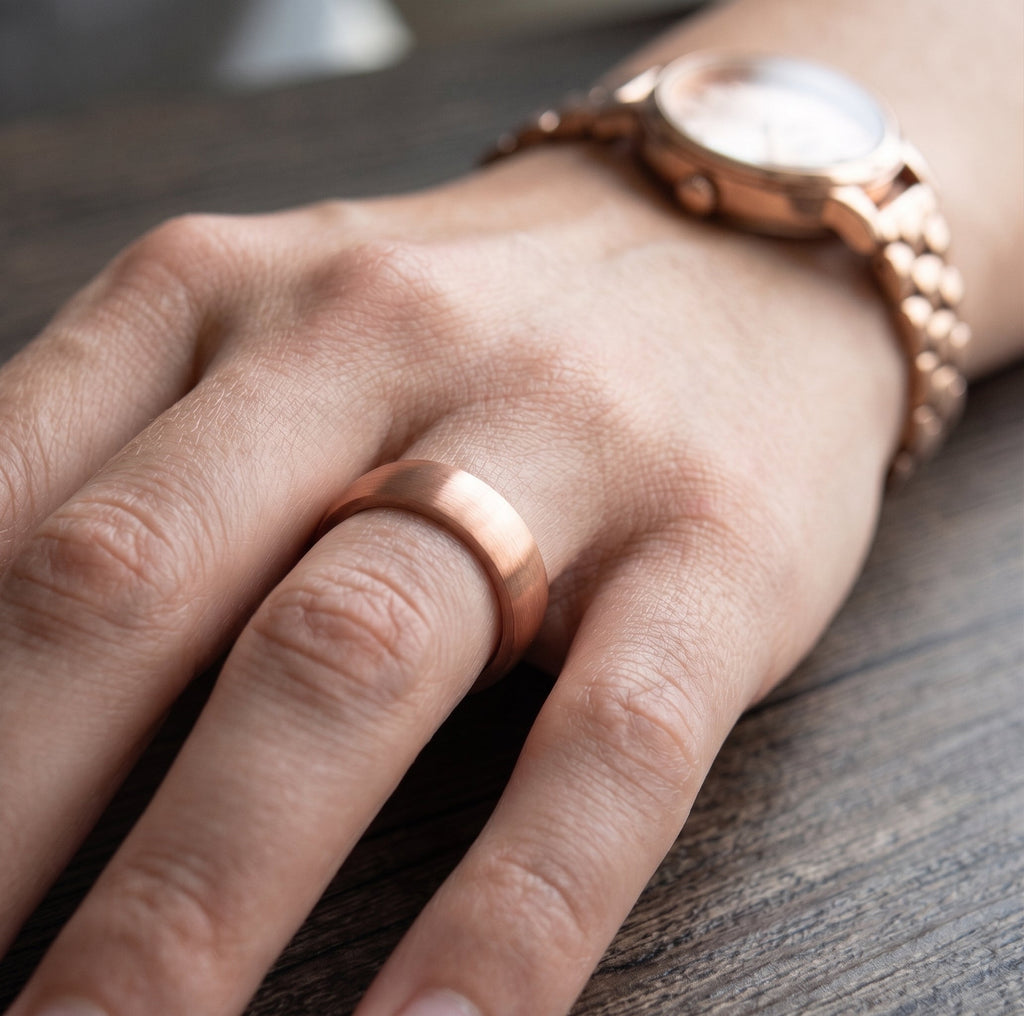 Brushed Copper Magnetic Ring with 4 Neodymium Magnets - Karoo Earth