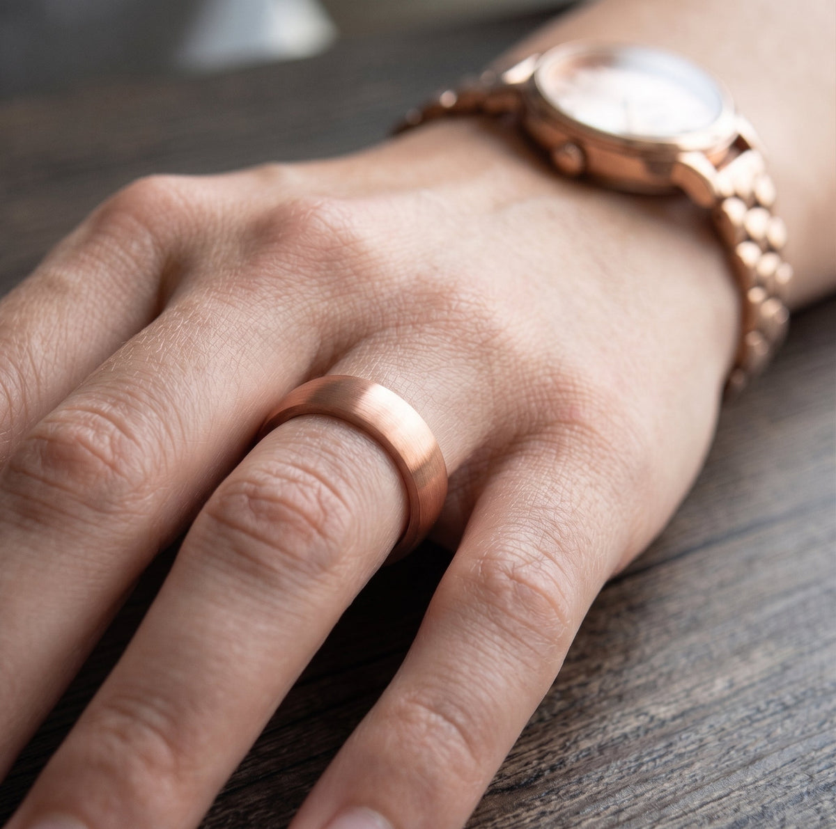 Brushed Copper Magnetic Ring with 4 Neodymium Magnets - Karoo Earth