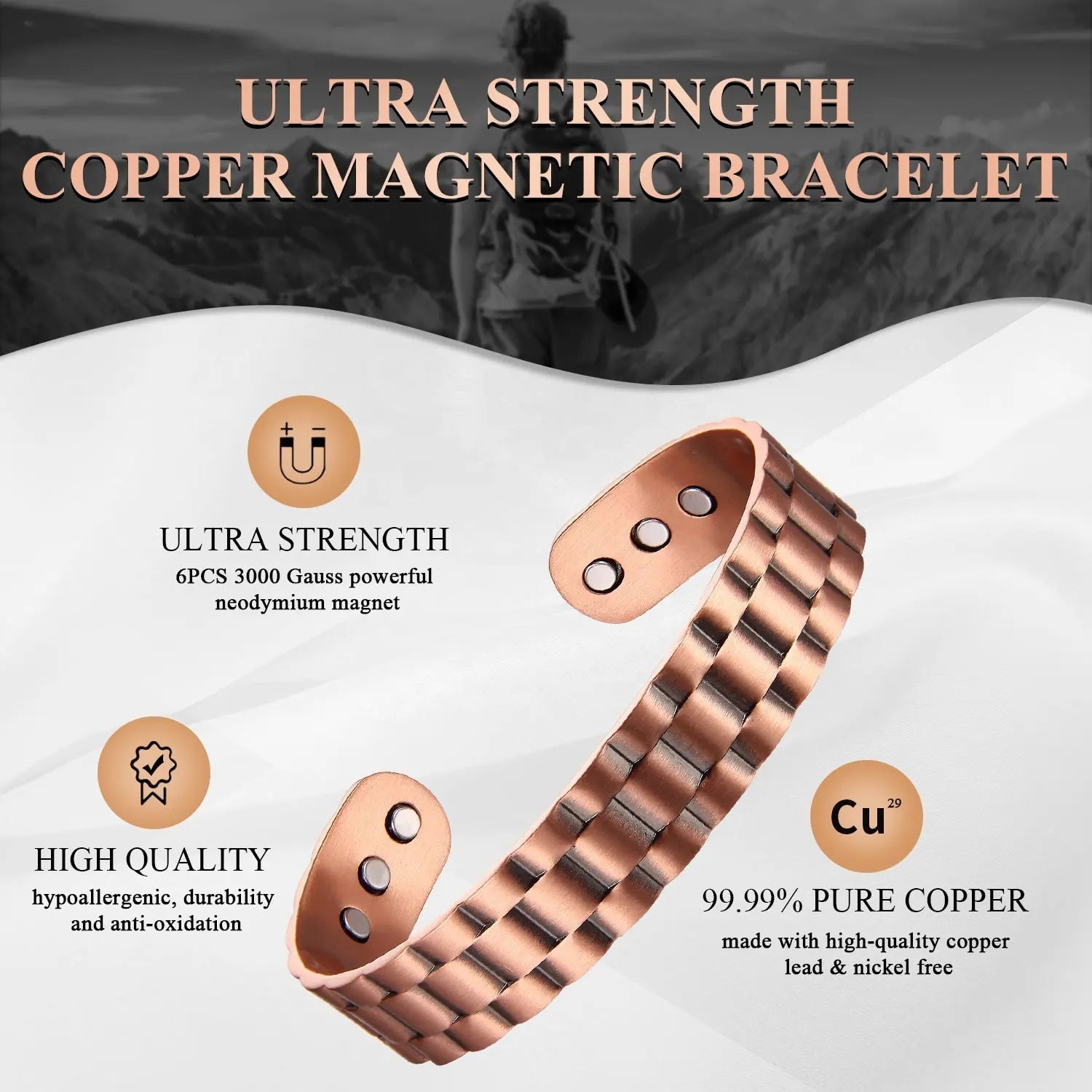 Chequered Copper Bracelet - Karoo Earth