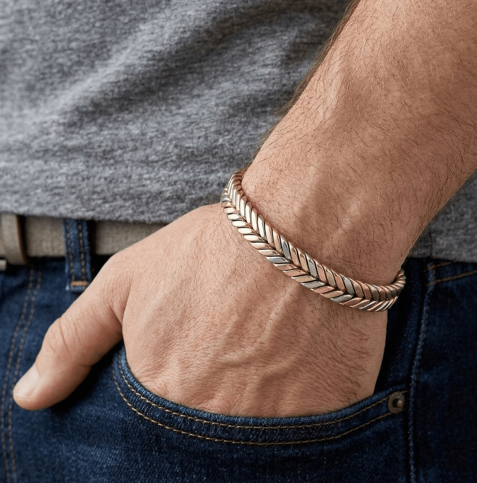 Copper Herringbone Bracelet - Karoo Earth