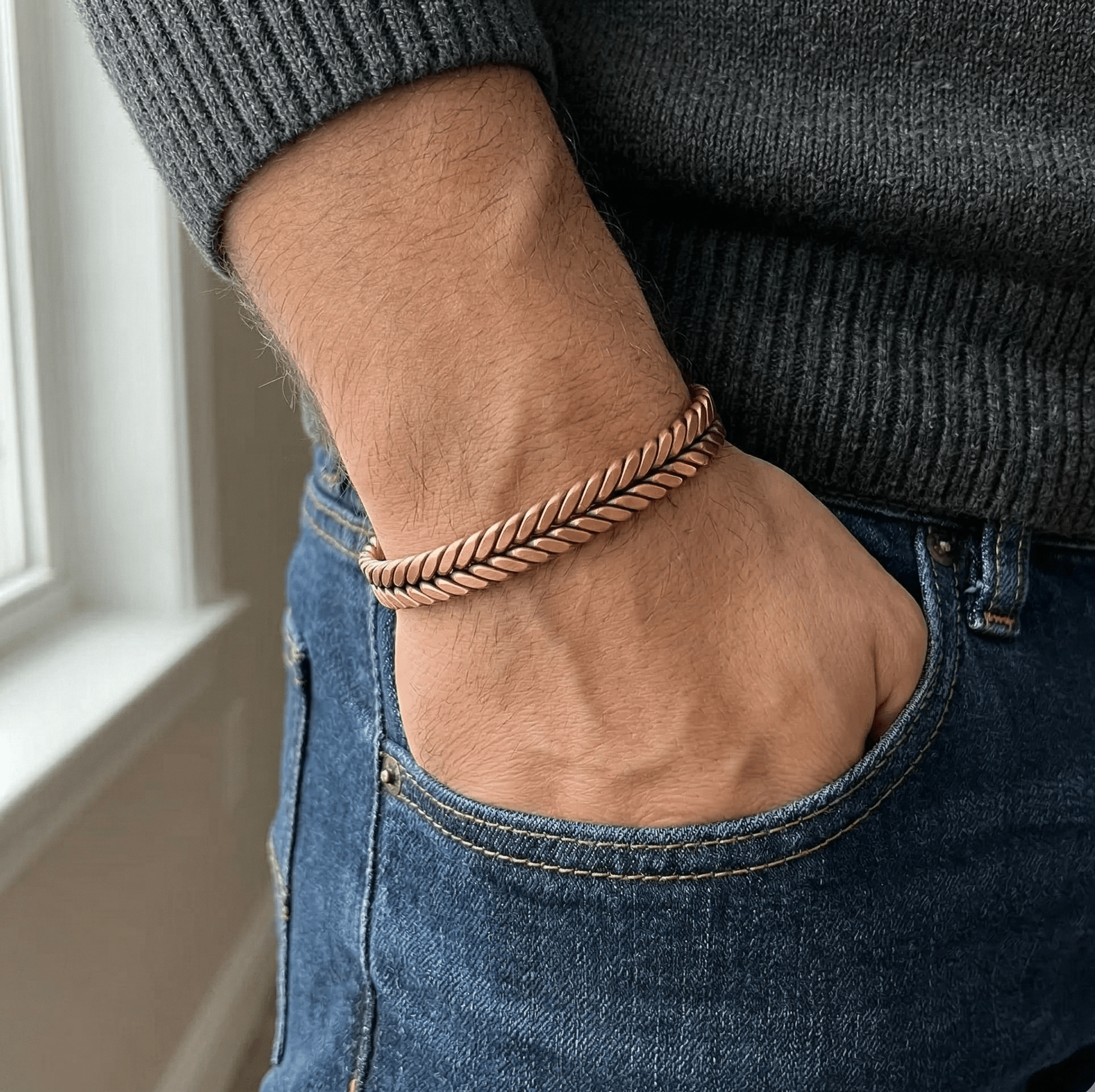 Copper Herringbone Bracelet Plain - Karoo Earth
