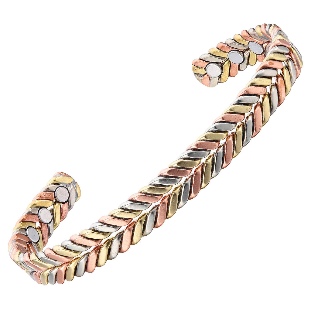Copper Herringbone Bracelet with 6 Ultra Strength Magnets - Karoo Earth
