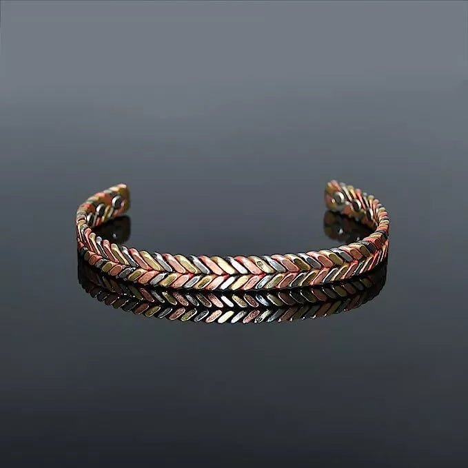 Copper Herringbone Bracelet with 6 Ultra Strength Magnets - Karoo Earth