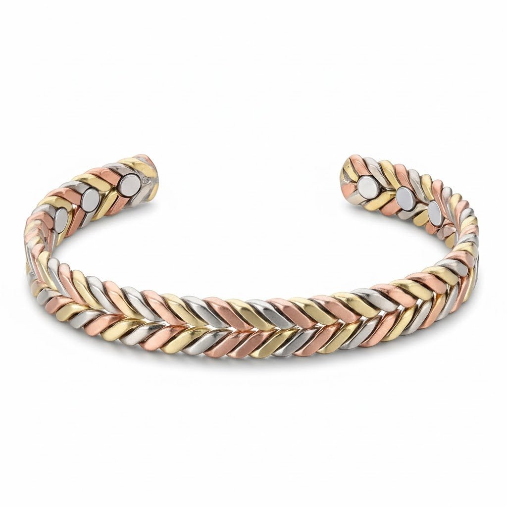 Copper Herringbone Bracelet with 6 Ultra Strength Magnets - Karoo Earth