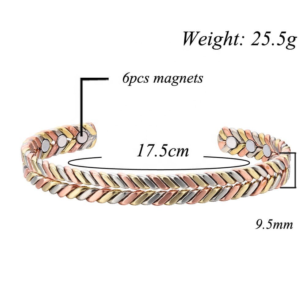 Copper Herringbone Bracelet with 6 Ultra Strength Magnets - Karoo Earth