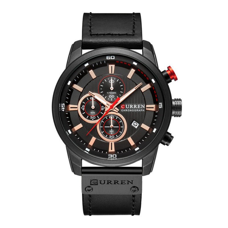CURREN 8291 Men’s Luxury Chronograph Watch - Black - With Premium Leather Box - Karoo Earth