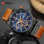 CURREN 8291 Men’s Luxury Chronograph Watch - Black/Blue - With Premium Leather Box - Karoo Earth