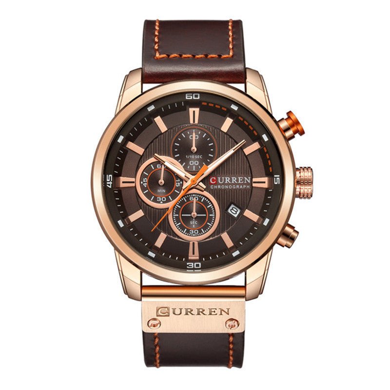 CURREN 8291 Men’s Luxury Chronograph Watch - Coffee - With Premium Leather Box - Karoo Earth