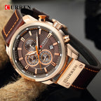 CURREN 8291 Men’s Luxury Chronograph Watch - Coffee - With Premium Leather Box - Karoo Earth