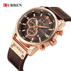 CURREN 8291 Men’s Luxury Chronograph Watch - Coffee - With Premium Leather Box - Karoo Earth