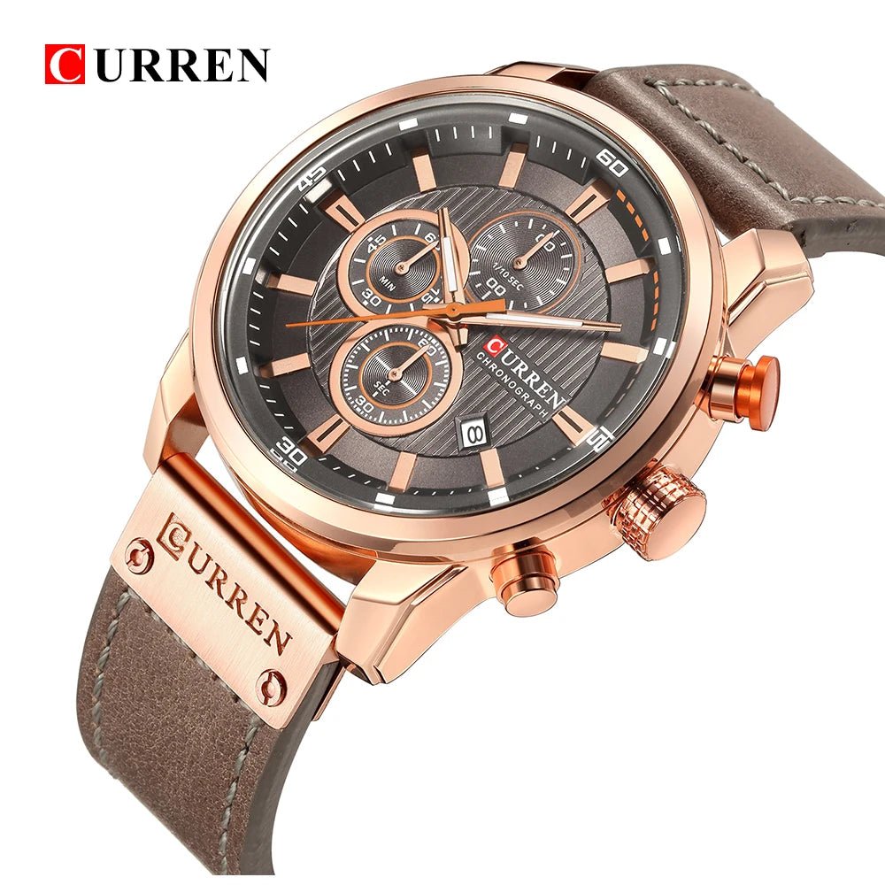 CURREN 8291 Men’s Luxury Chronograph Watch - Gold - With Premium Leather Box - Karoo Earth