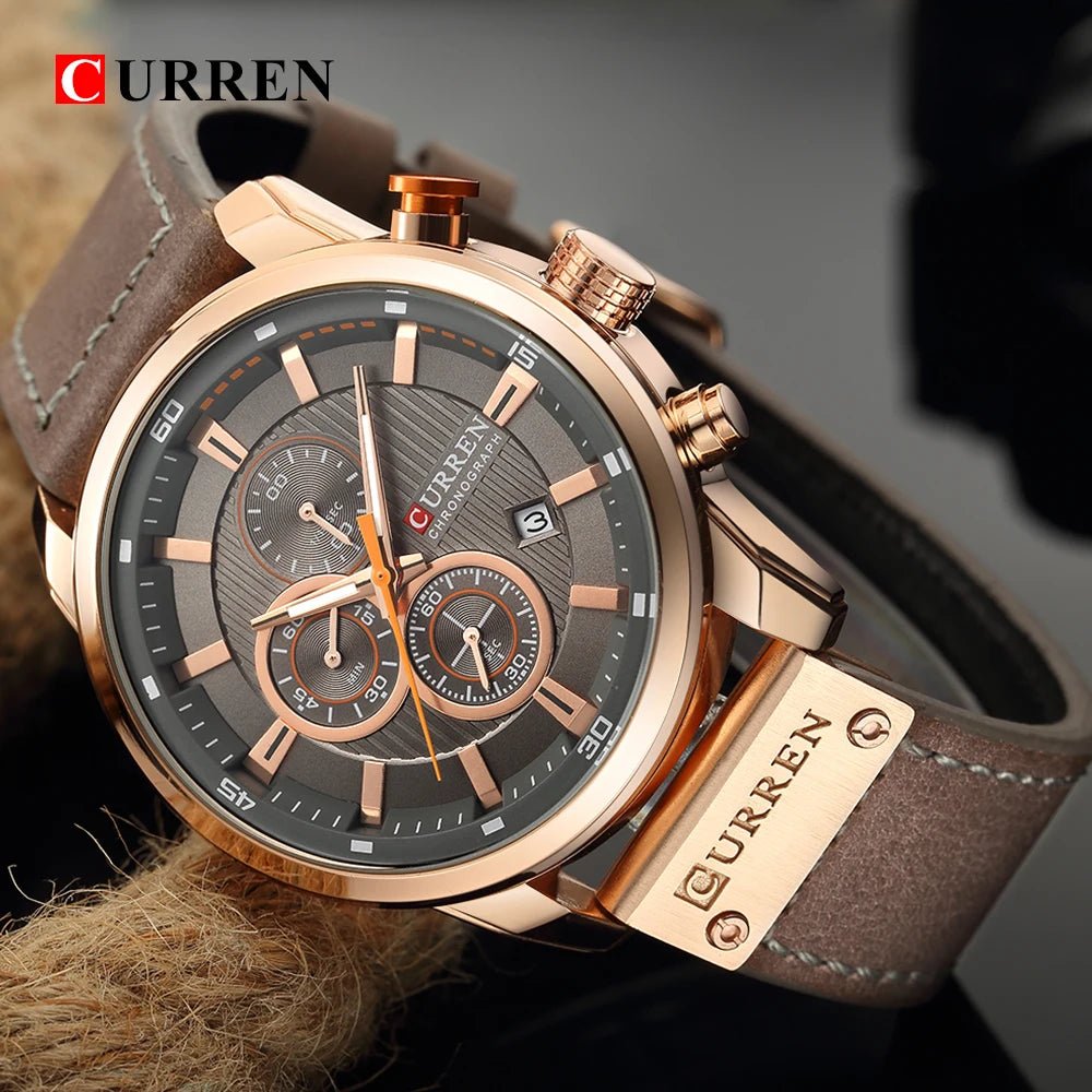 CURREN 8291 Men’s Luxury Chronograph Watch - Gold - With Premium Leather Box - Karoo Earth