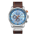 CURREN 8291 Men’s Luxury Chronograph Watch - Silver / Blue - With Premium Leather Box - Karoo Earth