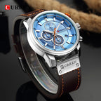 CURREN 8291 Men’s Luxury Chronograph Watch - Silver / Blue - With Premium Leather Box - Karoo Earth