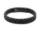 Dark Beige Braided Italian Leather Bracelet with Stainless Steel Magnetic Clasp + Extender Link - Karoo Earth