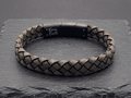 Dark Beige Braided Italian Leather Bracelet with Stainless Steel Magnetic Clasp + Extender Link - Karoo Earth