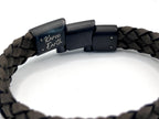 Dark Beige Braided Italian Leather Bracelet with Stainless Steel Magnetic Clasp + Extender Link - Karoo Earth