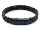 Dark Beige Braided Italian Leather Bracelet with Stainless Steel Magnetic Clasp + Extender Link - Karoo Earth