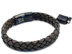 Dark Beige Braided Italian Leather Bracelet with Stainless Steel Magnetic Clasp + Extender Link - Karoo Earth