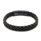 Dark Beige Braided Italian Leather Bracelet with Stainless Steel Magnetic Clasp + Extender Link - Karoo Earth