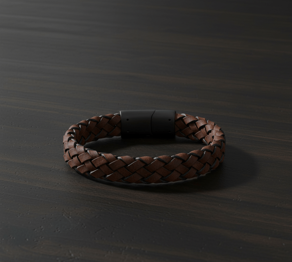 Dark Brown Braided Italian Leather Bracelet - Karoo Earth