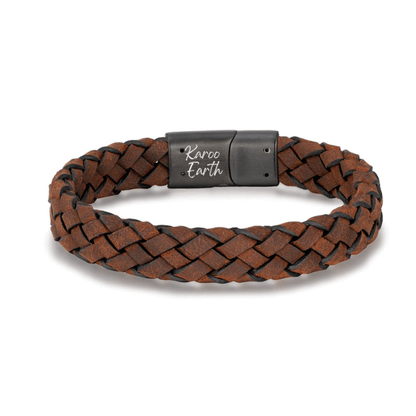 Dark Brown Braided Italian Leather Bracelet - Karoo Earth