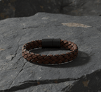 Dark Brown Braided Italian Leather Bracelet - Karoo Earth