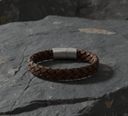 Dark Brown Braided Italian Leather Bracelet - Karoo Earth