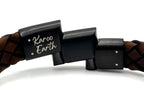 Dark Brown Braided Italian Leather Bracelet with Stainless Steel Magnetic Clasp + Extender Link - Karoo Earth