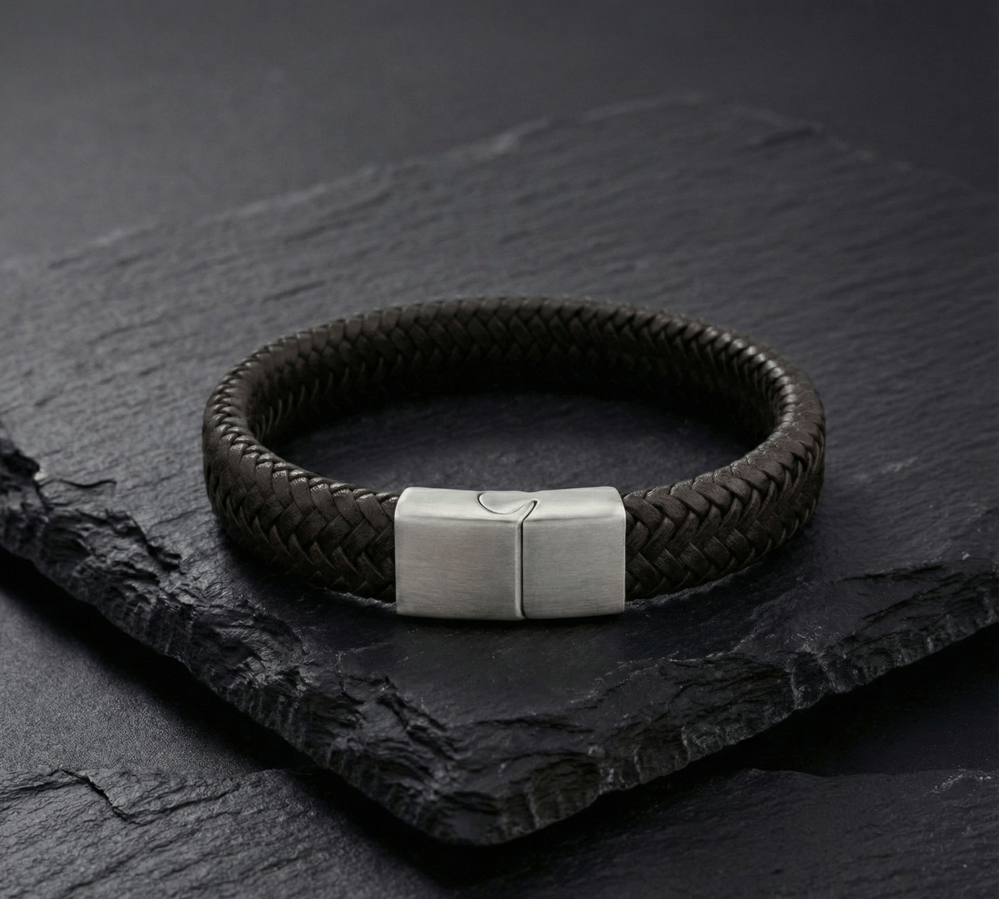 Dark Brown Braided Leather Bracelet - Karoo Earth