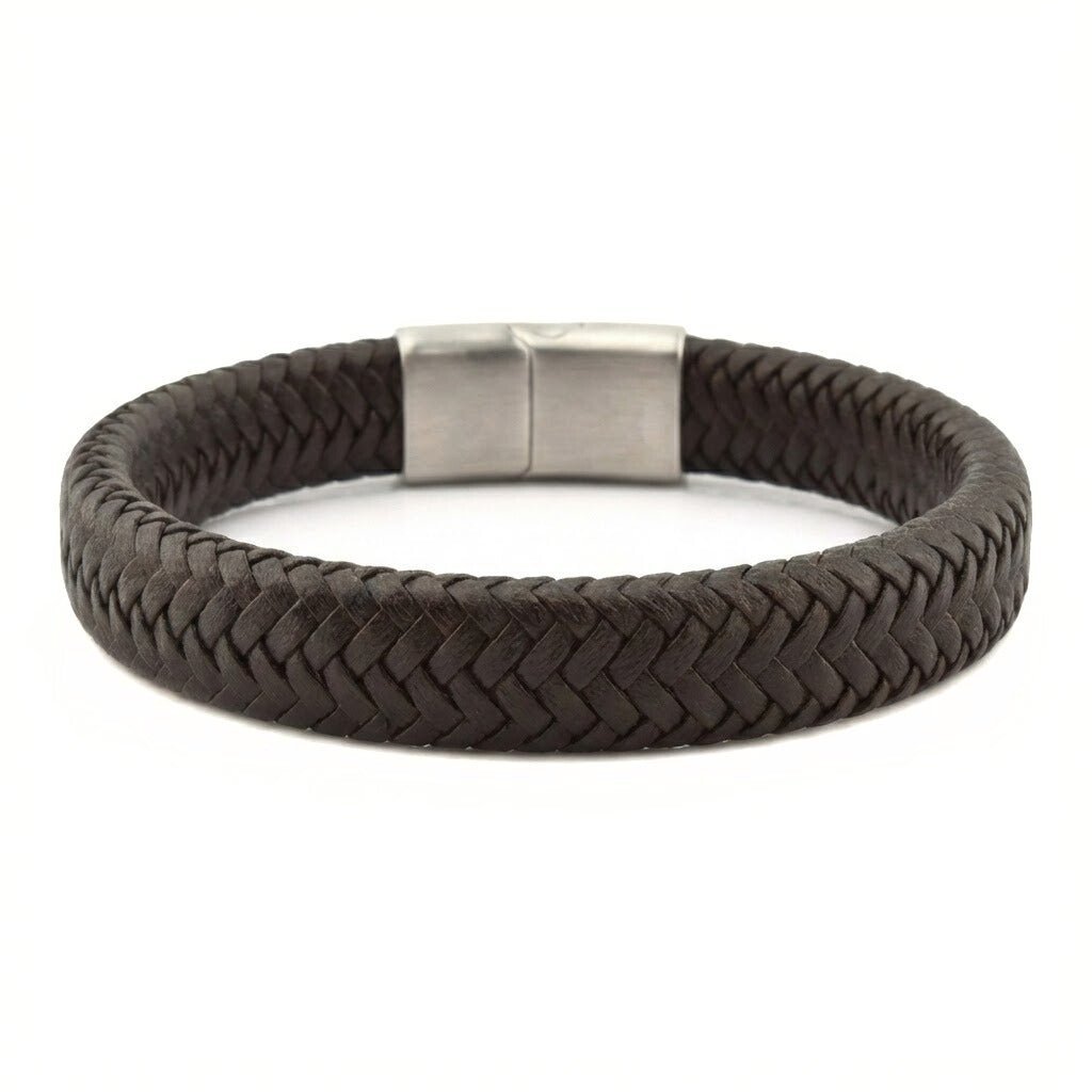 Dark Brown Braided Leather Bracelet - Karoo Earth