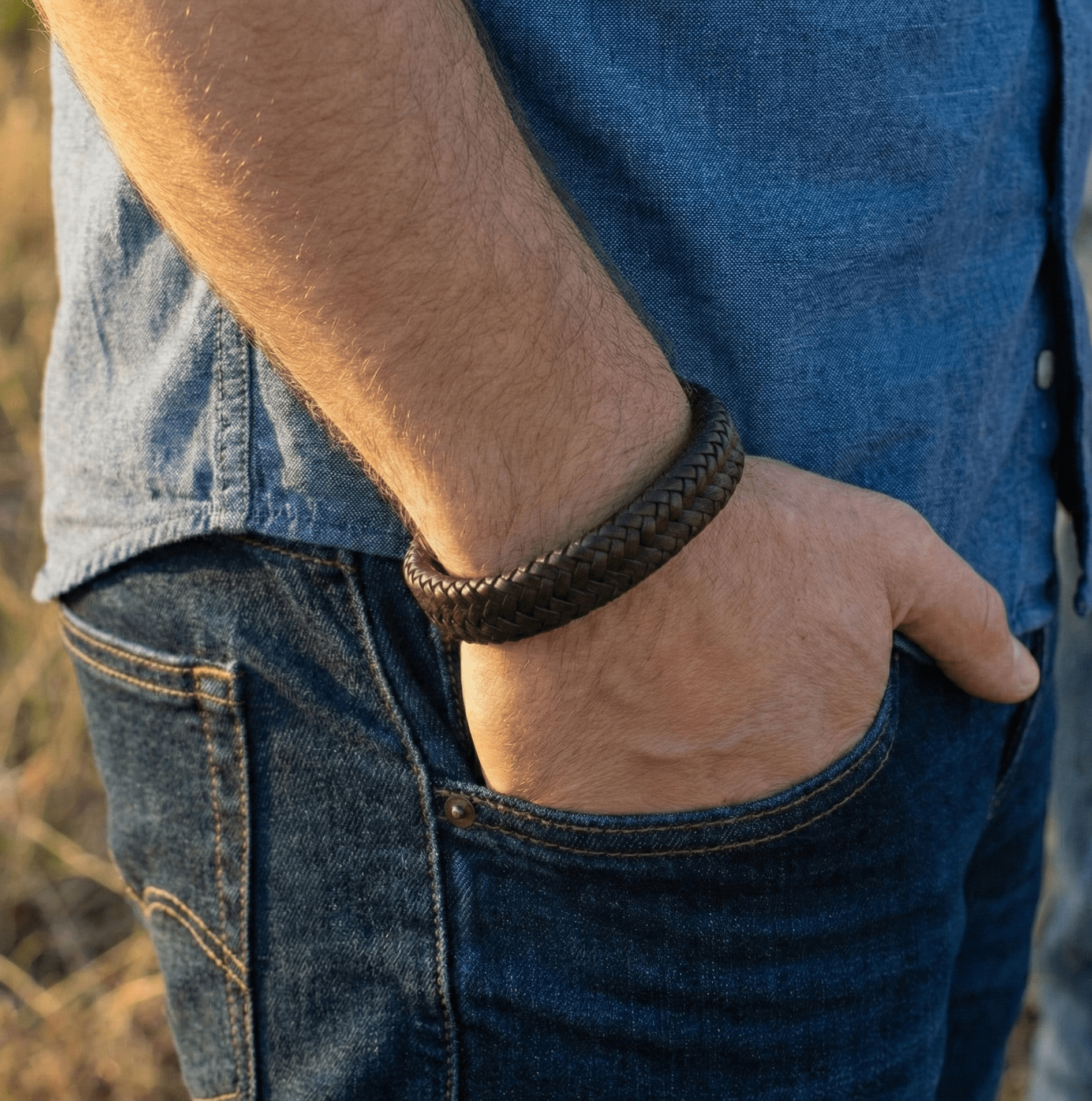 Dark Brown Braided Leather Bracelet - Karoo Earth