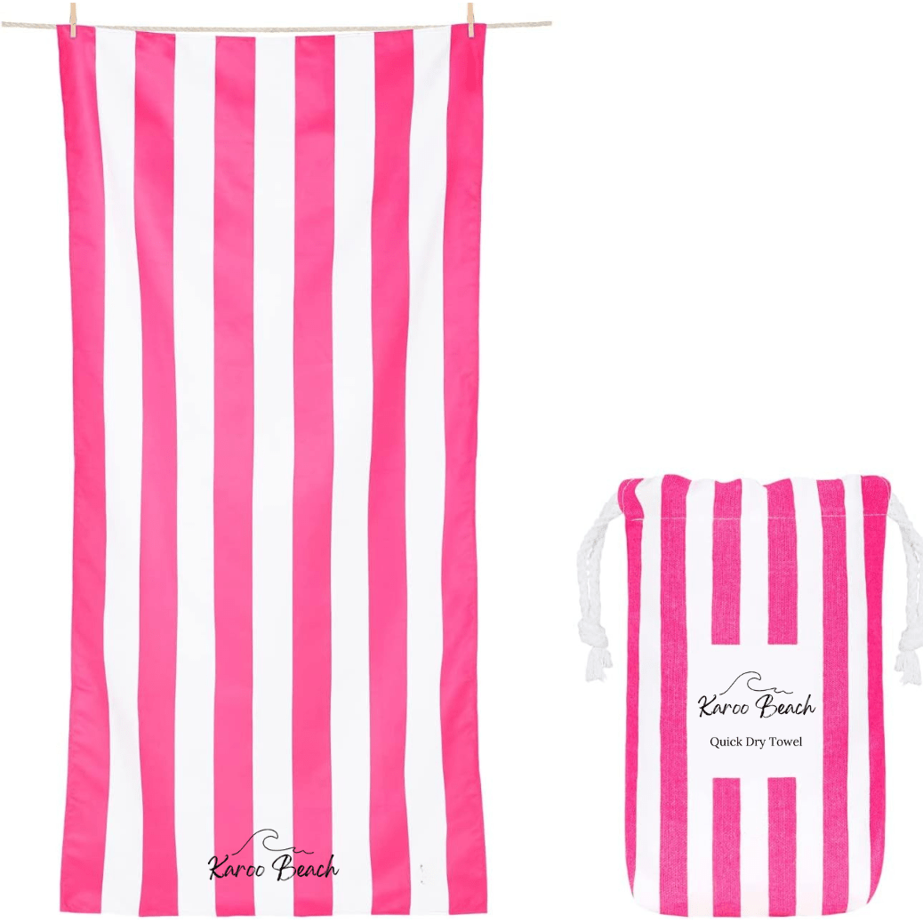 Deep Pink Microfibre Beach Towel - Karoo Earth