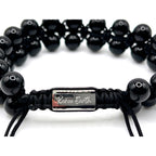 Double Layer Adjustable Beaded Bracelet - Black Obsidian - Karoo Earth