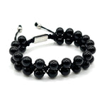Double Layer Adjustable Beaded Bracelet - Black Obsidian - Karoo Earth
