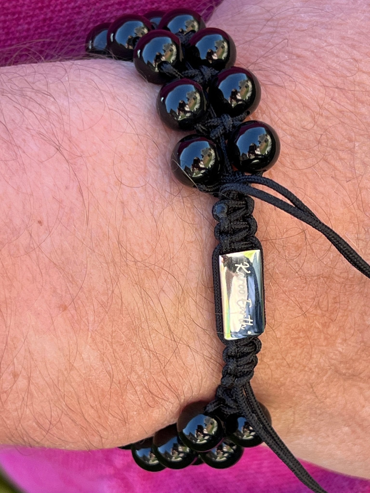 Double Layer Adjustable Beaded Bracelet - Black Obsidian - Karoo Earth