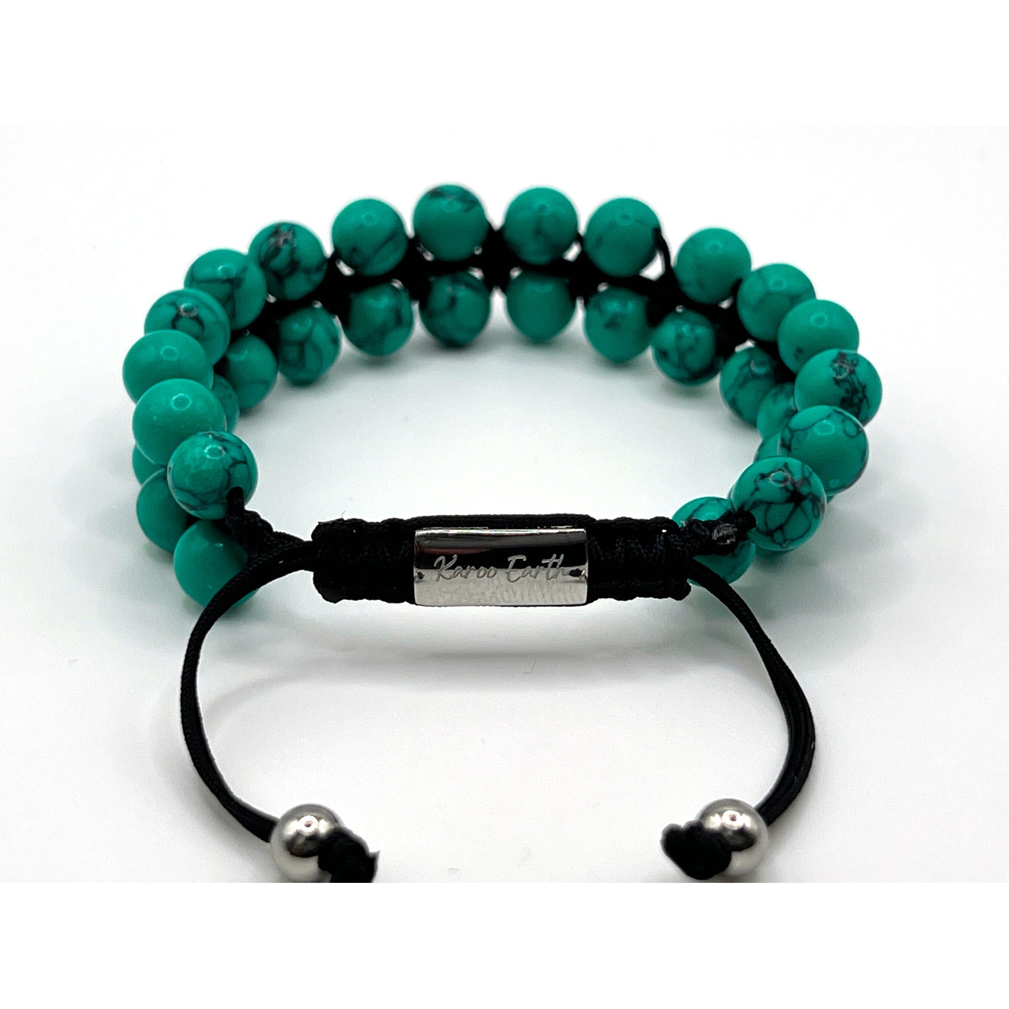 Double Layer Adjustable Beaded Bracelet - Green Turquoise - Karoo Earth