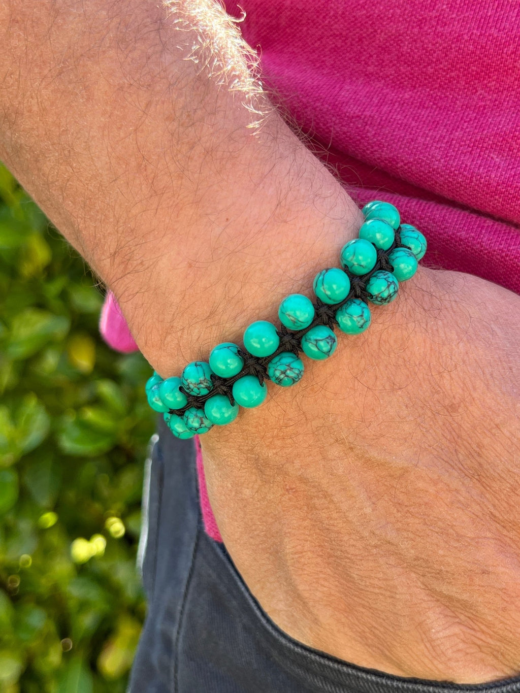 Double Layer Adjustable Beaded Bracelet - Green Turquoise - Karoo Earth