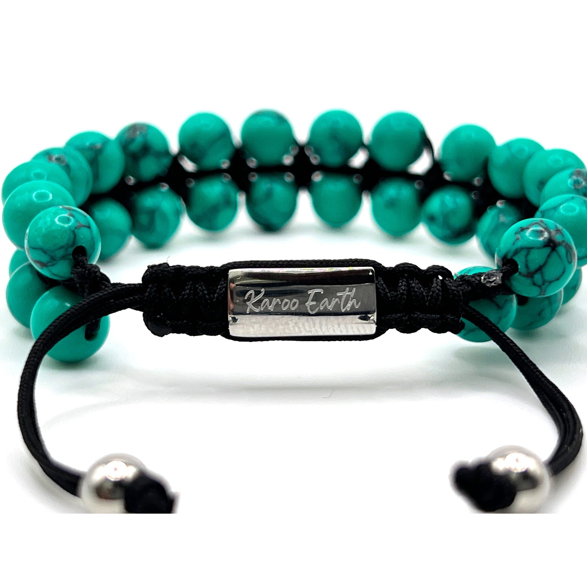Double Layer Adjustable Beaded Bracelet - Green Turquoise - Karoo Earth