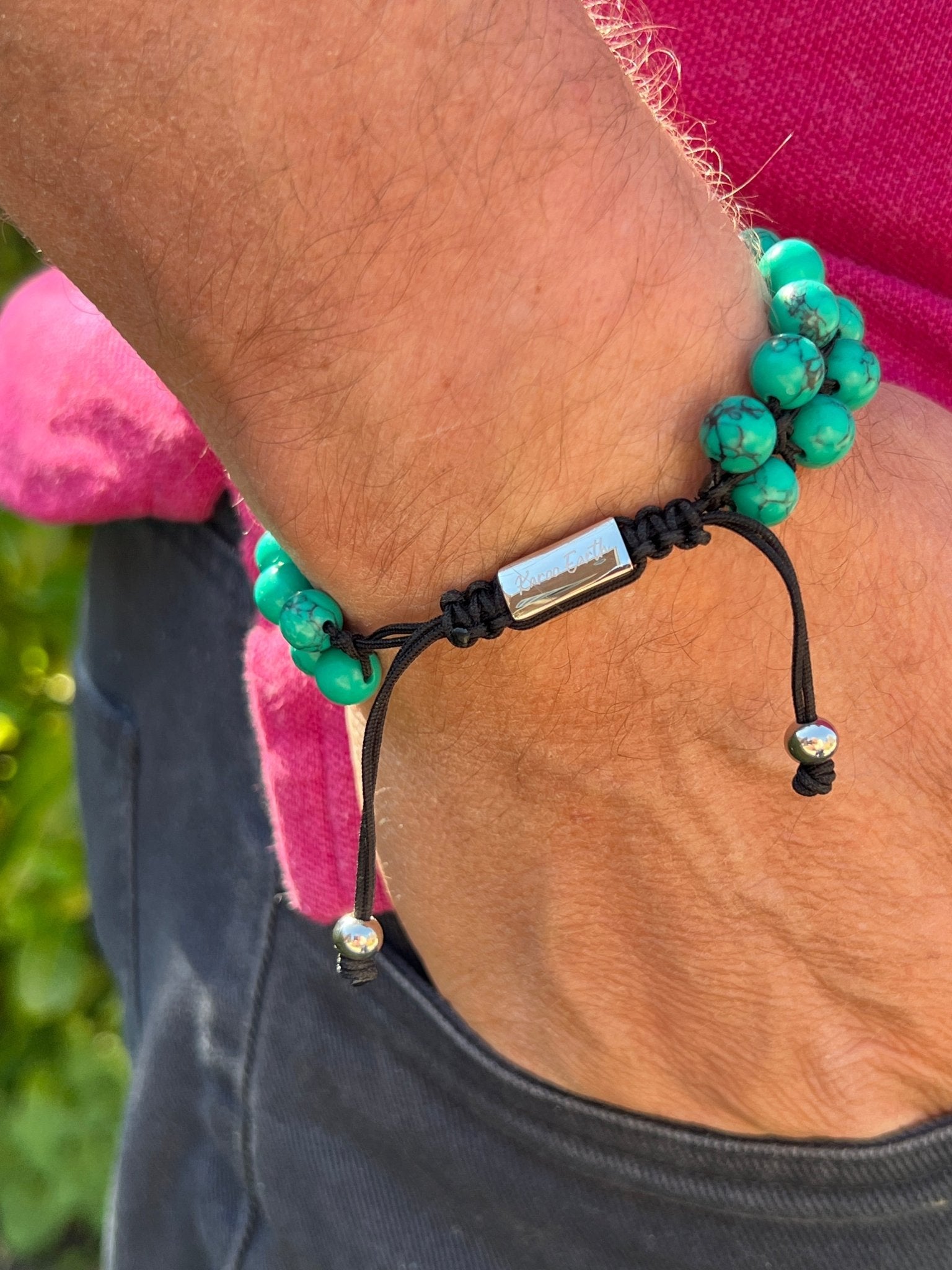 Double Layer Adjustable Beaded Bracelet - Green Turquoise - Karoo Earth