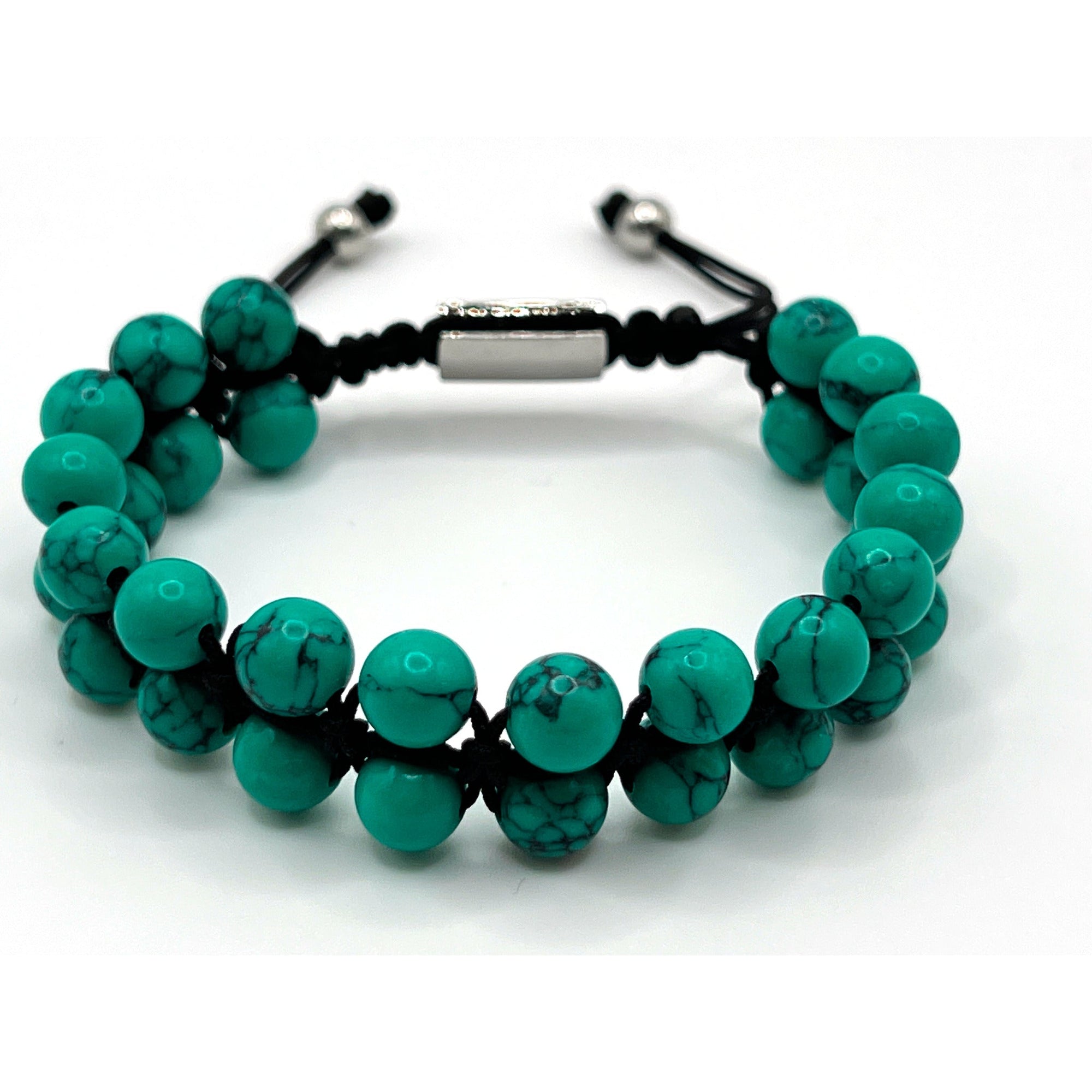 Double Layer Adjustable Beaded Bracelet - Green Turquoise - Karoo Earth